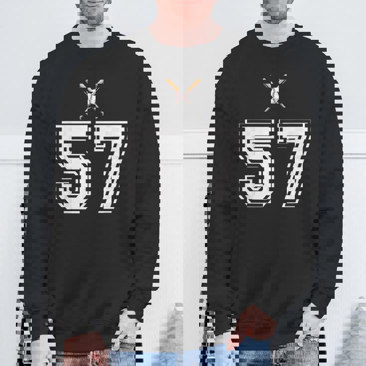 57 番 野球スタイル ヴィンテージホワイト スウェットシャツ 高齢者への贈り物