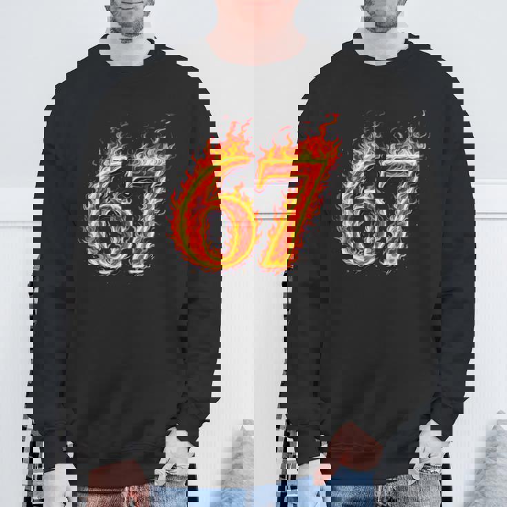 67 Fireixeven Meme Flames スラング 数字 面白い キッズ ティーン 長袖tシャツ スウェットシャツ 高齢者への贈り物
