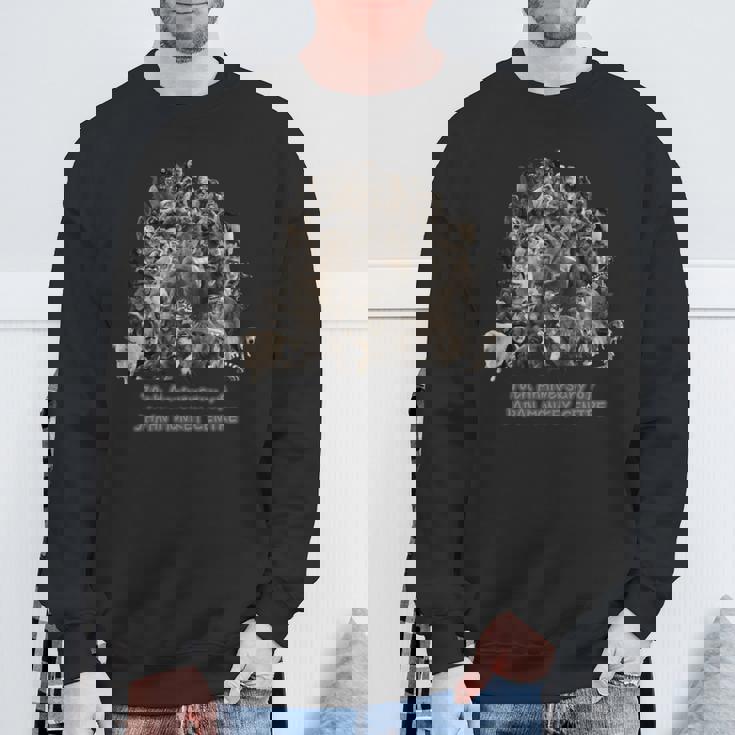 70周年だよ！70頭集合セピア 長袖tシャツ スウェットシャツ 高齢者への贈り物