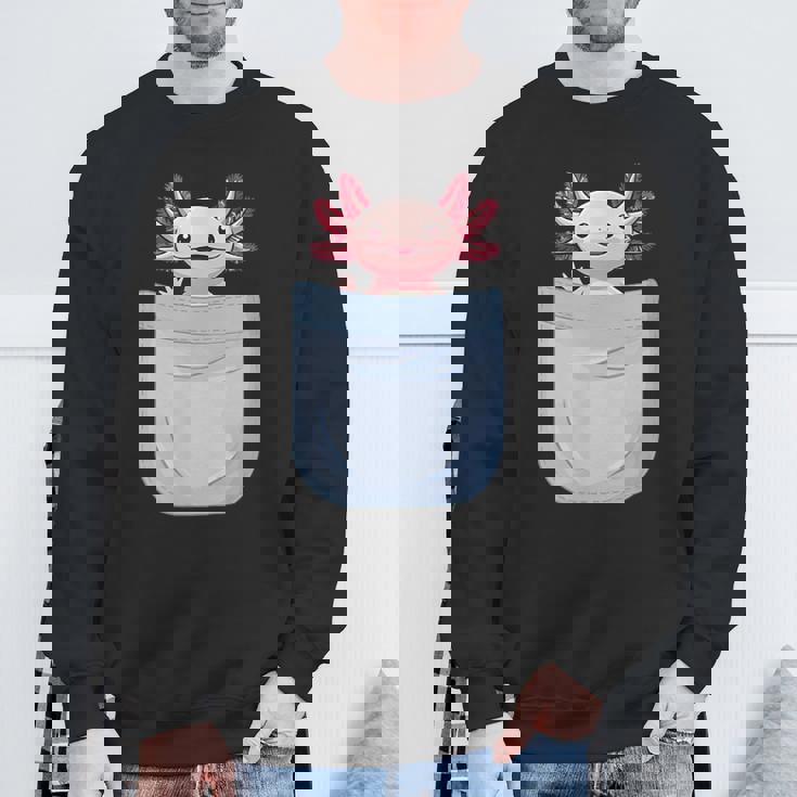 Axolotl ポケットに入った魚 両生類 ペット ホワイト アホロートル トカゲ スウェットシャツ 高齢者への贈り物