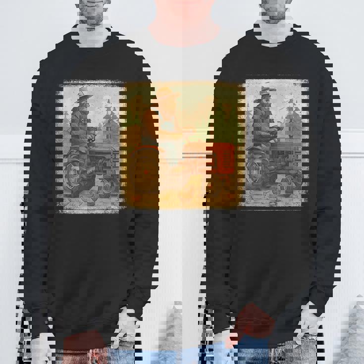 Bigfoot Driving Tractor Sasquatch Farmer Farming Sweatshirt Unisex Gifts for Old Men