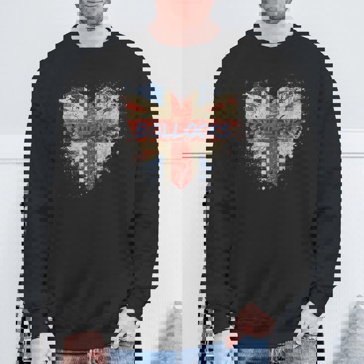 Bollocks ヴィンテージ 英国ユニオンジャック ハートペイント 飛び散り スウェットシャツ 高齢者への贈り物