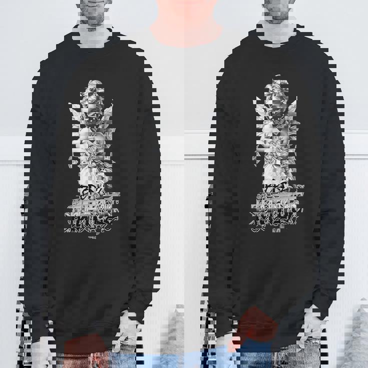 Born To Hustle タトゥーアート チカーノ・ギャングスター・エンジェル・パヤソ スウェットシャツ 高齢者への贈り物