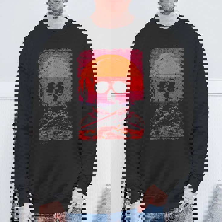 Creepy Skull With Desert Sunset Dark Western Skeleton Gothic Sweatshirt Unisex Gifts for Old Men