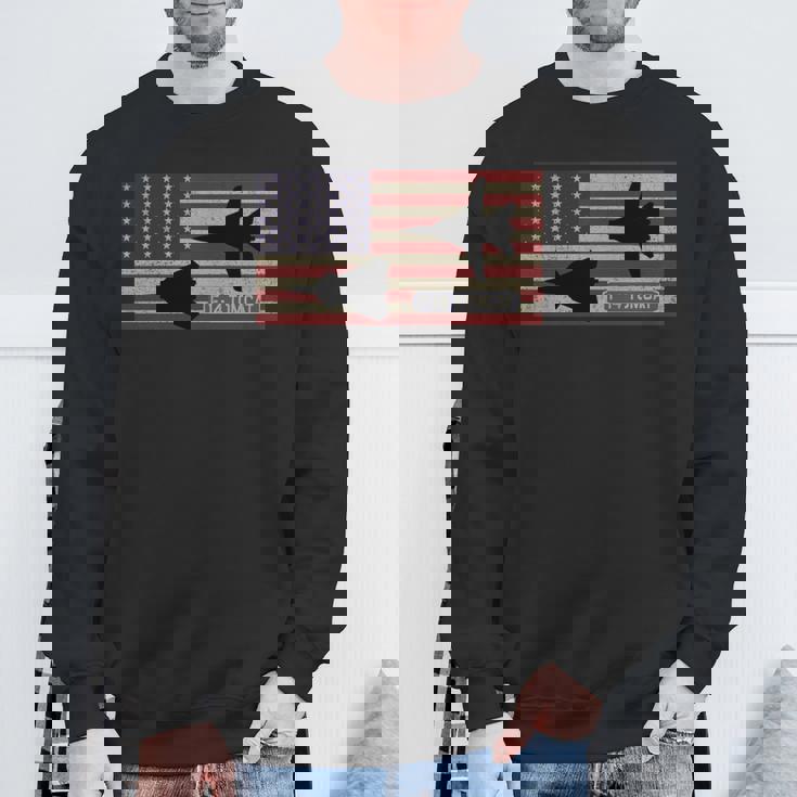 F-14 トムキャット ジェット戦闘機 アメリカの国旗 長袖tシャツ スウェットシャツ 高齢者への贈り物