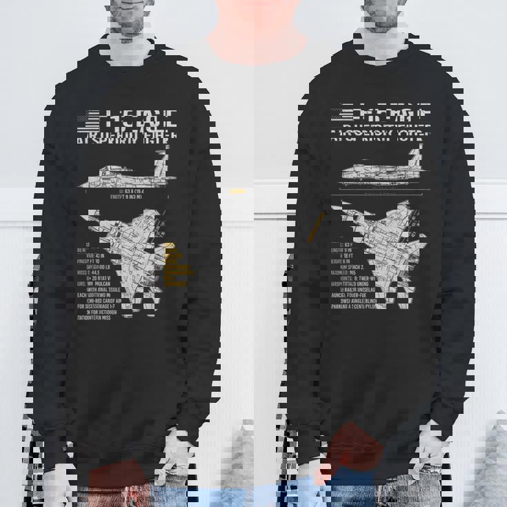 F-15イーグル航空機の設計図ジェット戦闘機データ スウェットシャツ 高齢者への贈り物