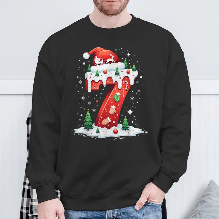 Fun Six Seven 6 7 Meme Couples Pajamas Christmas Tree Lights Sweatshirt Gifts for Old Men
