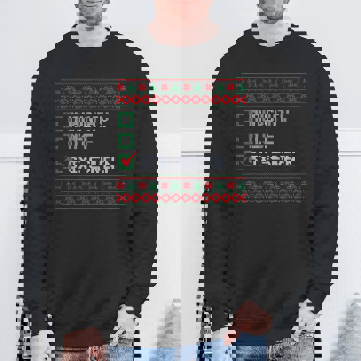 6-7 Meme Ugly Christmas Sweater Nice Naughty Xmas Sweatshirt Gifts for Old Men