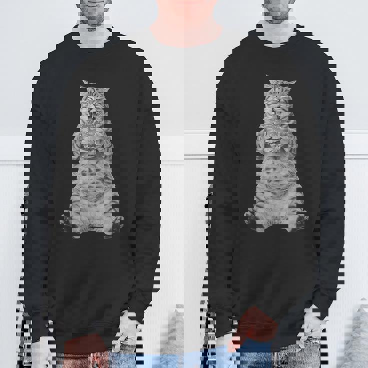 Ai ヴィンテージ チョンク 猫 食べる ハンバーガー ミーム 食べ物 ユーモア スウェットシャツ 高齢者への贈り物