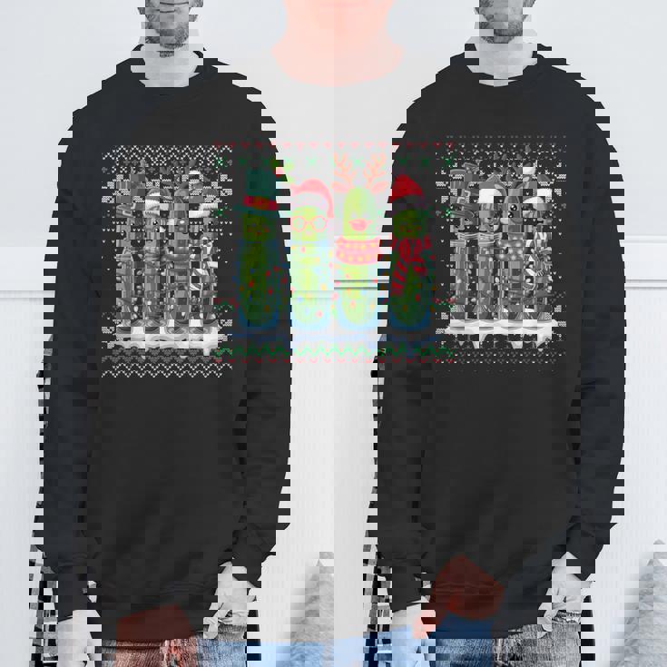 Pickles Christmas Lights Santa Hat Xmas Ugly Sweater Sweatshirt Gifts for Old Men