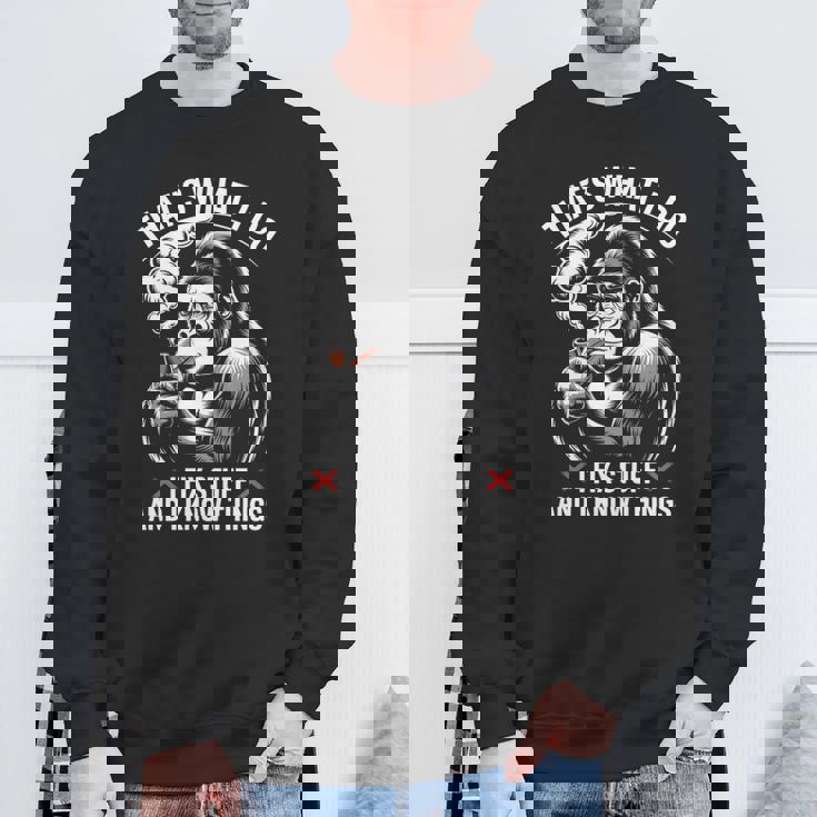 aying I Know Things 皮肉 ギャグ パンゴリラ レディース メンズ 長袖tシャツ スウェットシャツ 高齢者への贈り物