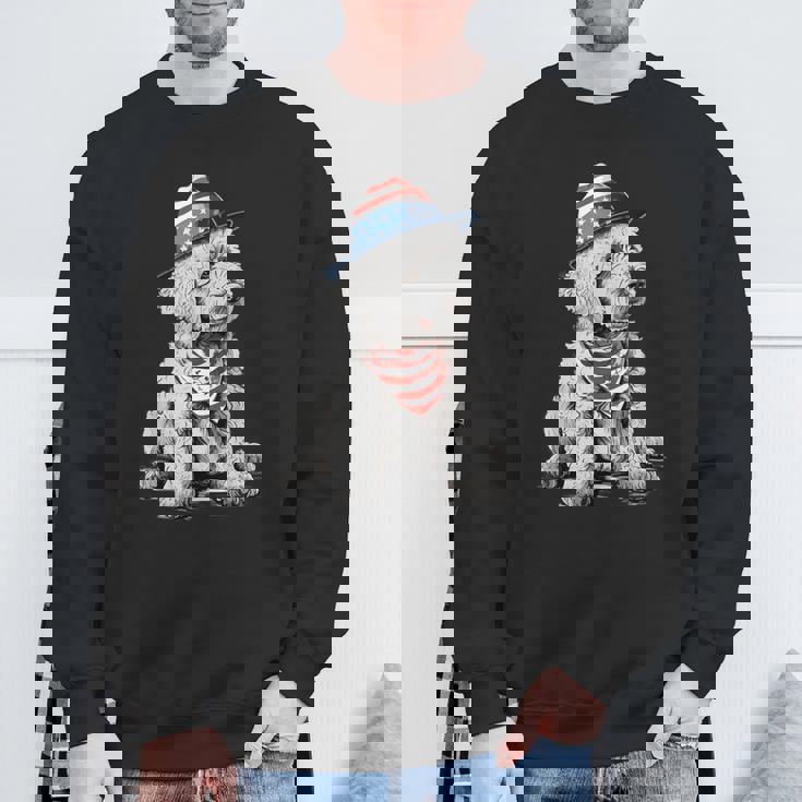 Goldendoodle 7月4日 愛国的 ゴールデンドゥードル 犬 スウェットシャツ 高齢者への贈り物