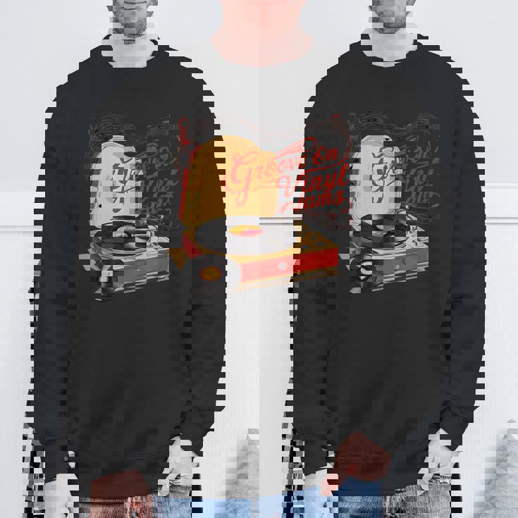 Groove On レトロビニールジャム、レトロビニールレコード スウェットシャツ 高齢者への贈り物