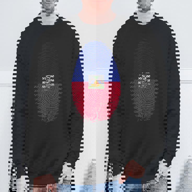 Haiti Flag Fingerprint Haitian For Haitians スウェットシャツ 高齢者への贈り物