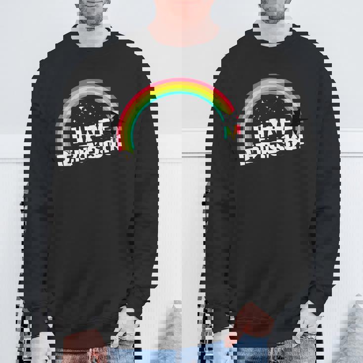 I Have Depression 面白いメンタルヘルスリマインダーギフト スウェットシャツ 高齢者への贈り物