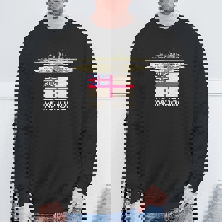 Hms Hood イギリス戦艦図 海軍旗 スウェットシャツ 高齢者への贈り物