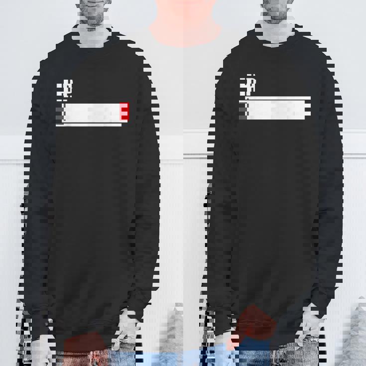 Hpが残りわずか 体力がない 限界 おもしろ ユーモア ゲーム Hpバー 黒 他カラー メンズ レディース 大きいサイズ スウェットシャツ 高齢者への贈り物