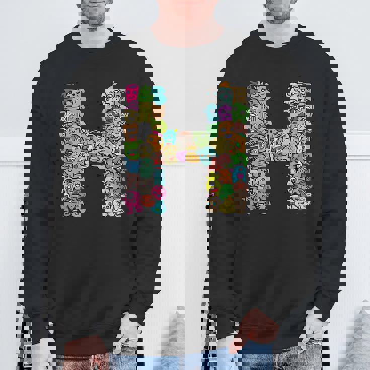 Hモンスターズ アルファベットネーム イニシャル キュート モノグラム スウェットシャツ 高齢者への贈り物