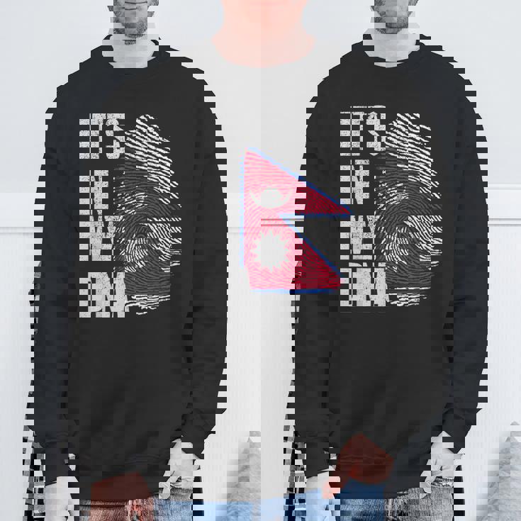 It's In My Dna ネパール ネパール国旗 指紋 スウェットシャツ 高齢者への贈り物