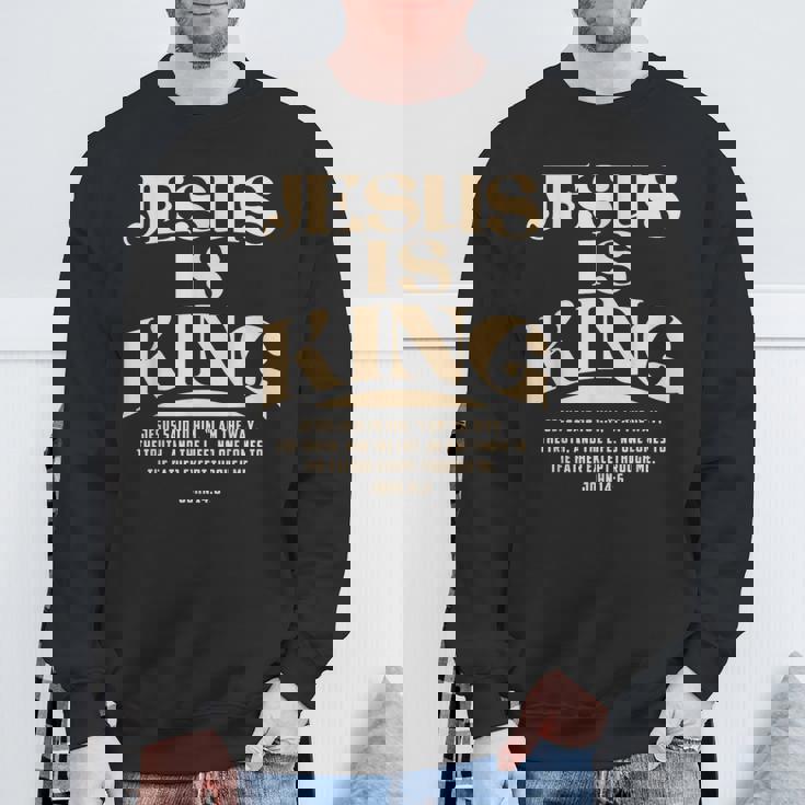 Jesus Is King Bibleerse John 14 スウェットシャツ 高齢者への贈り物