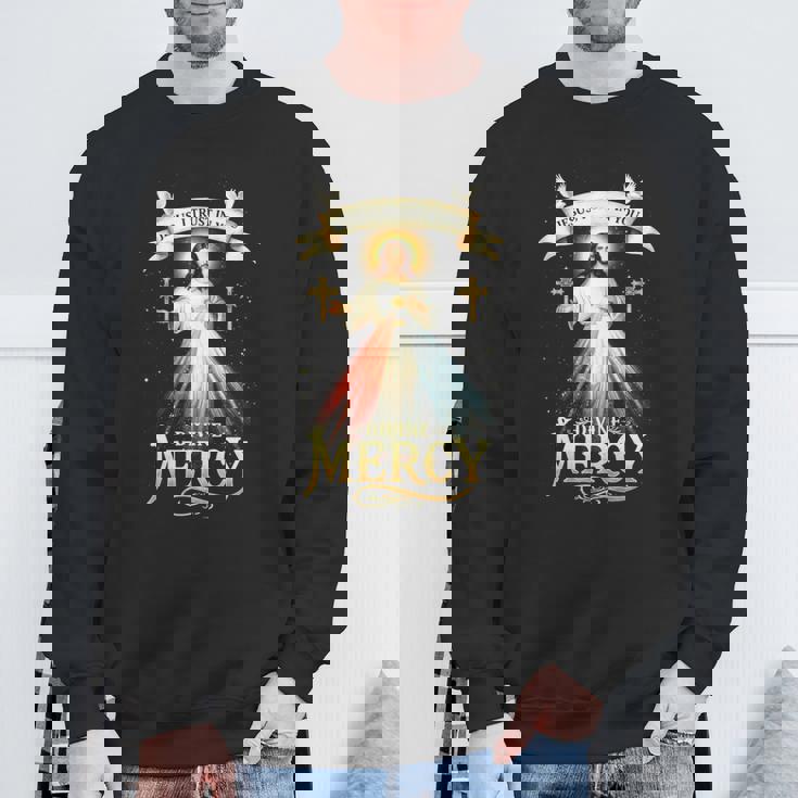 Jesus I Trust In You 神の慈悲 カトリック クリスチャン イエス 長袖tシャツ スウェットシャツ 高齢者への贈り物