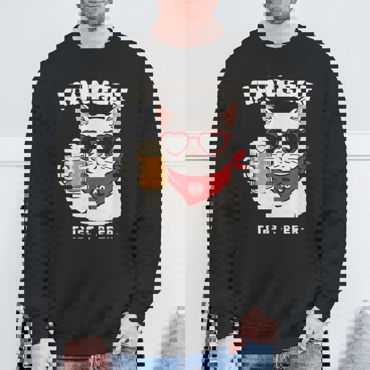 Kanreki 還暦 60歳 記念 猫 サングラス ビール 大人のユーモア スウェットシャツ 高齢者への贈り物