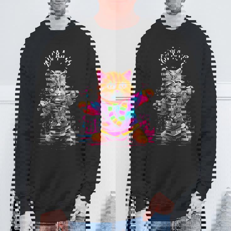 Koaya アリゾナ 踊る猫 カラフル かわいい キティ デザイン 長袖tシャツ スウェットシャツ 高齢者への贈り物