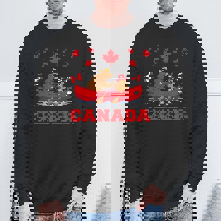 I Love Canada Cool Canada Bear & Chipmunk Cartoon Graphic スウェットシャツ 高齢者への贈り物