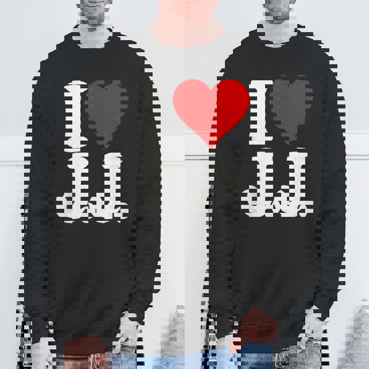 I Love Heart JJ Jj J J イニシャル スウェットシャツ 高齢者への贈り物