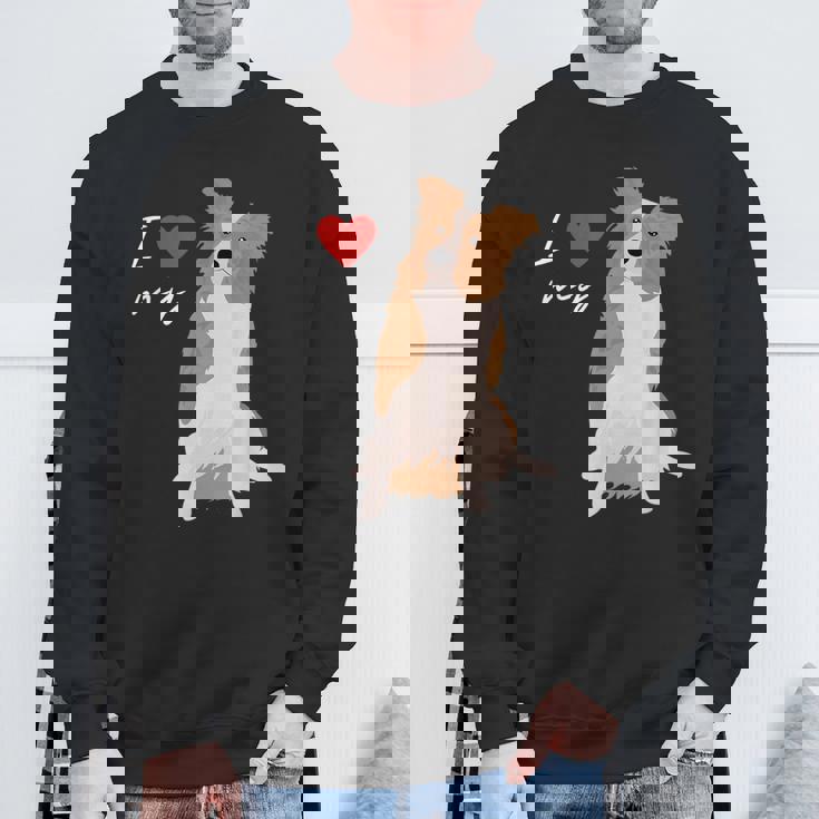 I Love My & Red Merle ボーダーコリー ドッグラバー。 スウェットシャツ 高齢者への贈り物