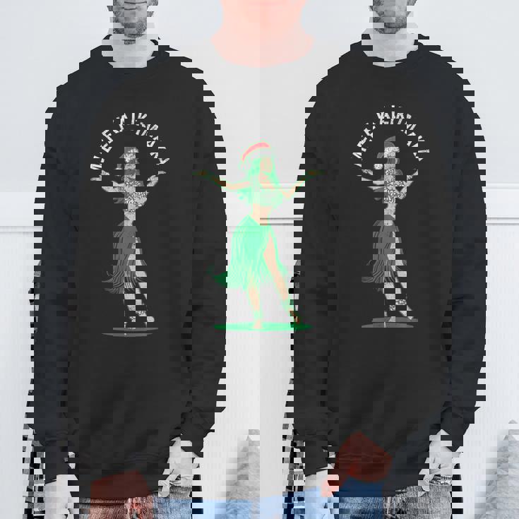 Mele Kalikimaka レトロ クリスマス フラガール シャカ ハワイ スウェットシャツ 高齢者への贈り物