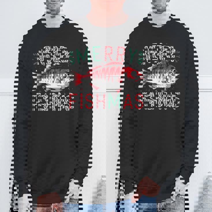 Merry Fishmas Bass Fishing Ugly Christmas For Anglers Sweatshirt Gifts for Old Men