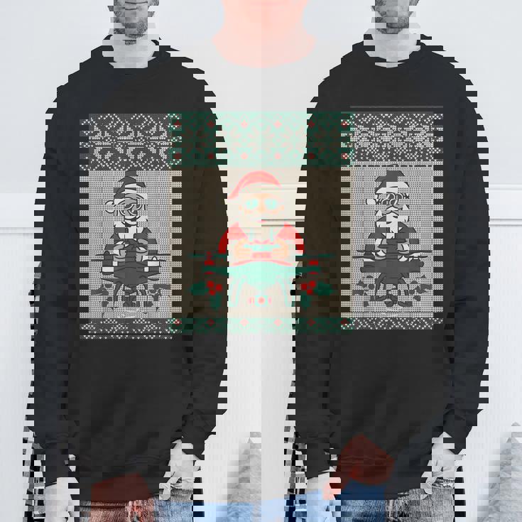 Modern Santa Drone Pilot Ugly Christmas Sweat Sweatshirt Unisex Gifts for Old Men