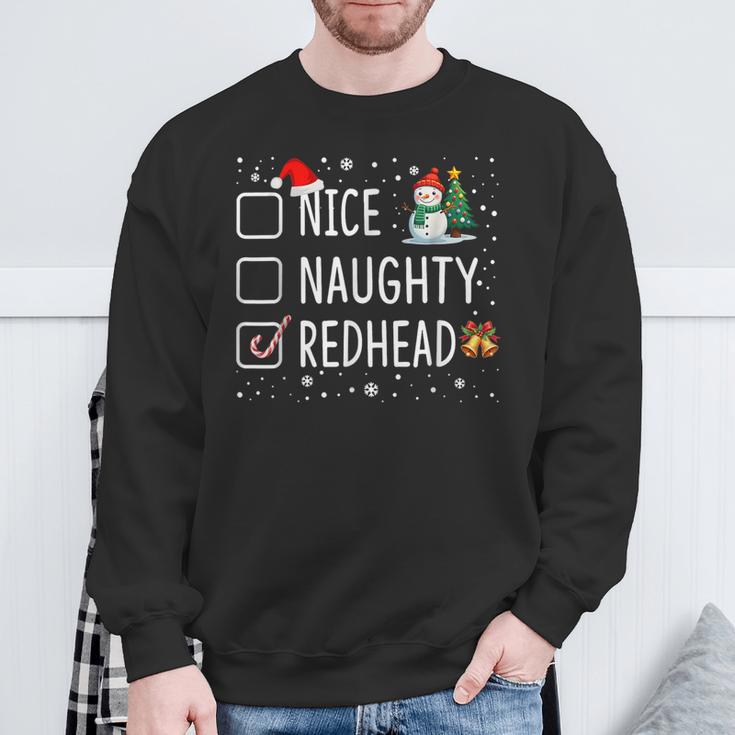 Naughty Nice Redhead Christmas Pajamas Santa Hat Xmas Sweatshirt Gifts for Old Men