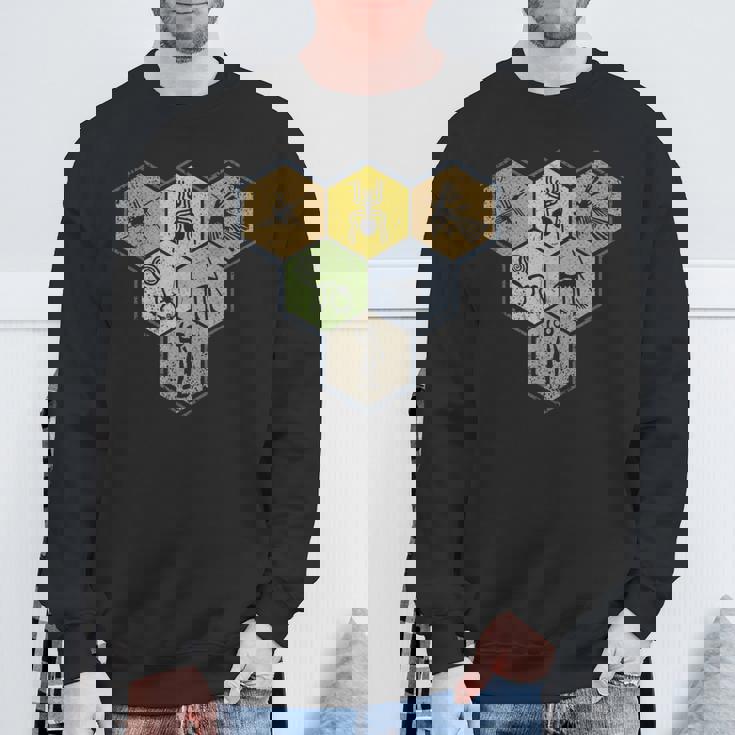 Nazca Linesナスカラインズ レトロなクモ 猿 宇宙人 鳥 六角形 スウェットシャツ 高齢者への贈り物