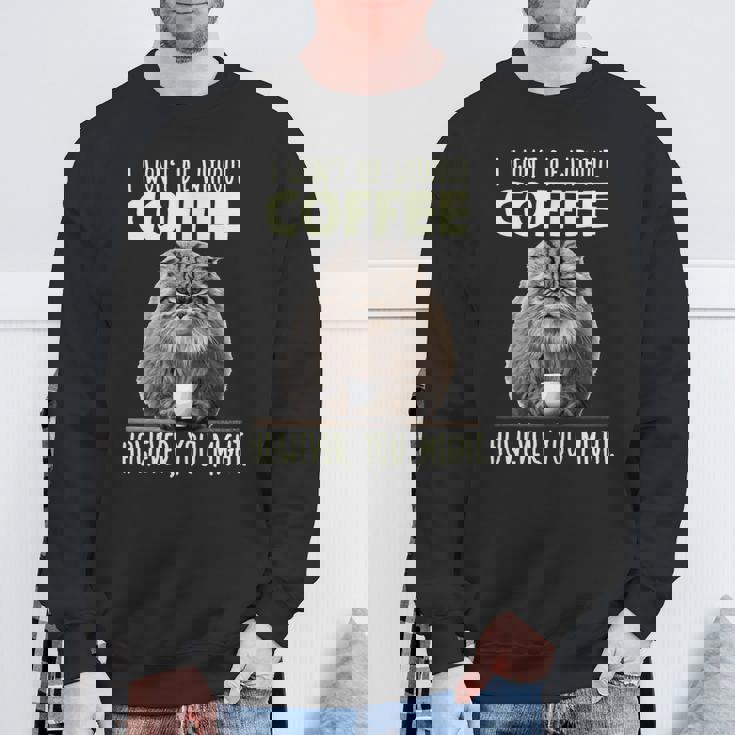 Pallas Catコーヒー愛好家のための朝の不満 マヌルネコ 長袖tシャツ スウェットシャツ 高齢者への贈り物