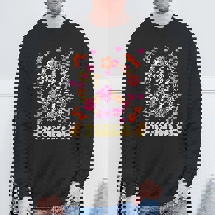 Peace 60年代風 フラワーデザイン スウェットシャツ 高齢者への贈り物