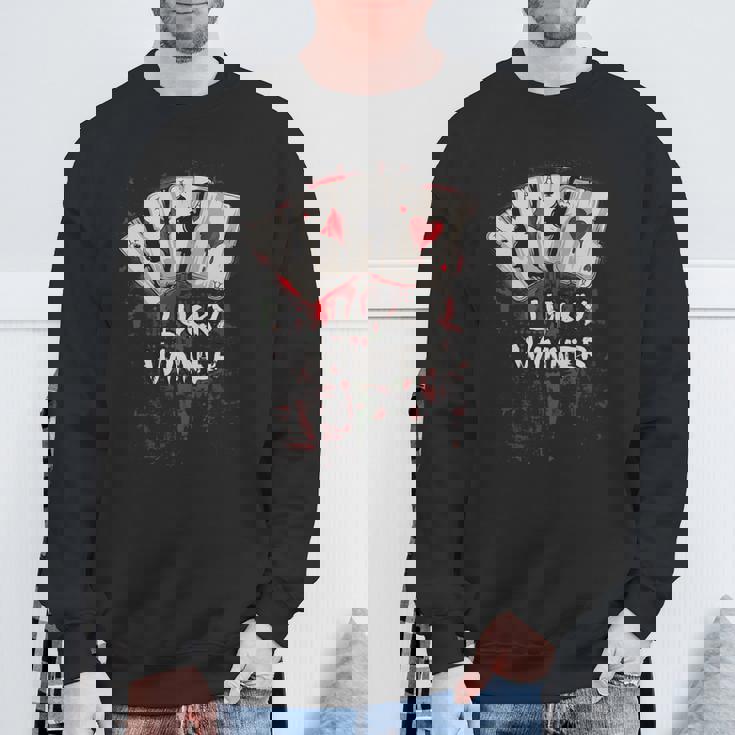 Poker Players ギフト 4エース トランプ Lucky Winner 長袖tシャツ スウェットシャツ 高齢者への贈り物