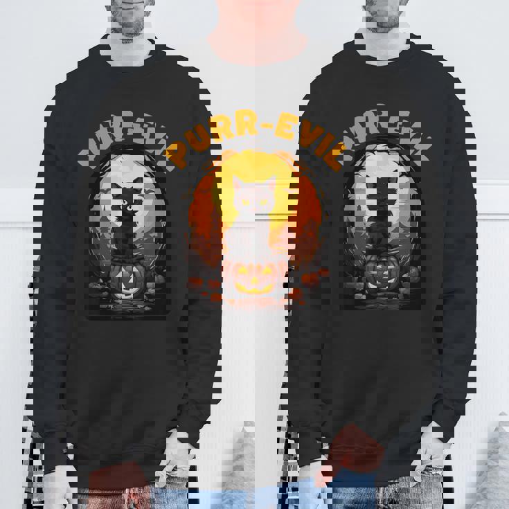 Purr-Evil お化け猫 ハロウィン スウェットシャツ 高齢者への贈り物