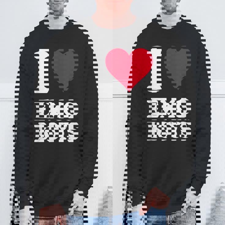 Red Heart I Love Emo Boys スウェットシャツ 高齢者への贈り物