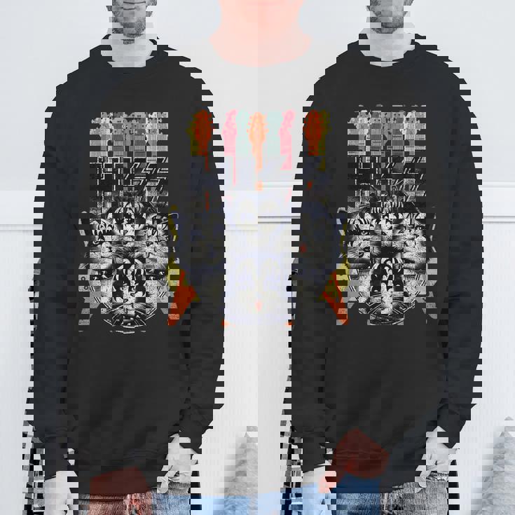 Hiss Cats 子猫 パロディ ロック ロッキン ヴィンテージ レトロ 猫 スウェットシャツ 高齢者への贈り物