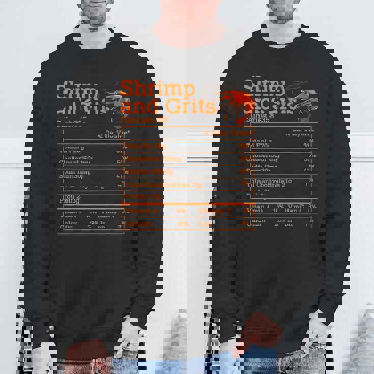 Shrimp And Grits Nutrition Facts Label Calories Protein Food スウェットシャツ 高齢者への贈り物