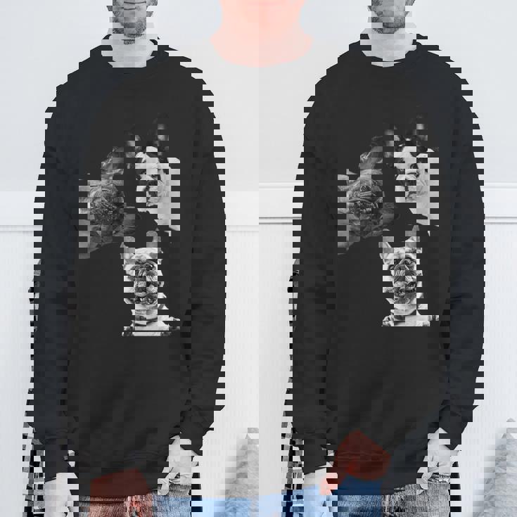 Sneaky フレンチブルドッグ ドッグ ドッグ フレンチ ポッキング ヘッド フェイス 長袖tシャツ スウェットシャツ 高齢者への贈り物