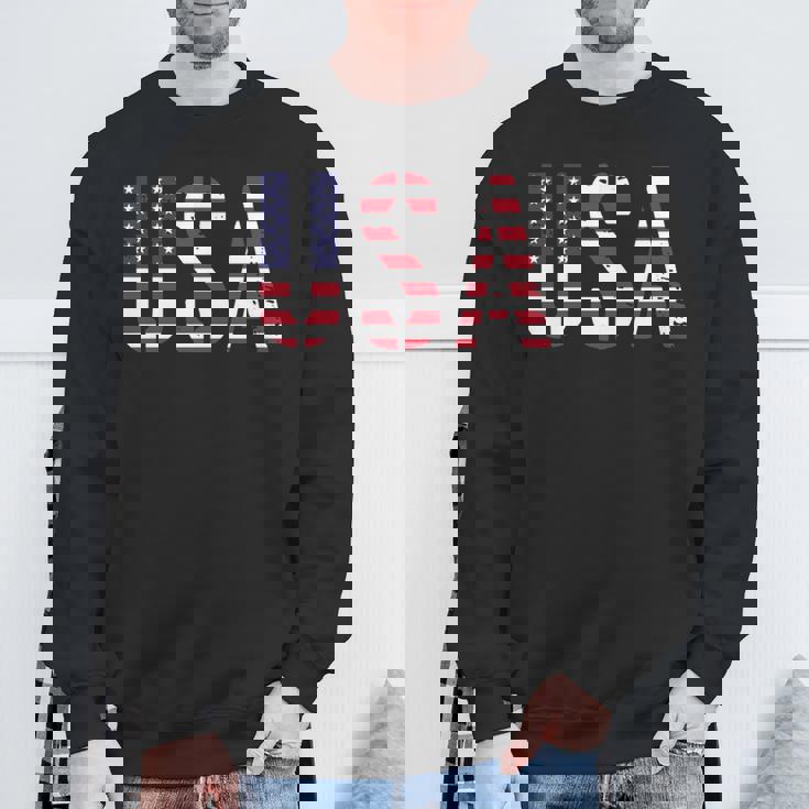 Usa アメリカの国旗の色のアメリカ 長袖tシャツ スウェットシャツ 高齢者への贈り物