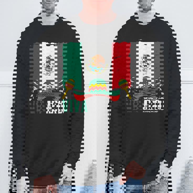 Viva Mexico ソンブレロ インディペンデンス メキシコ 国旗 メキシコ 長袖tシャツ スウェットシャツ 高齢者への贈り物