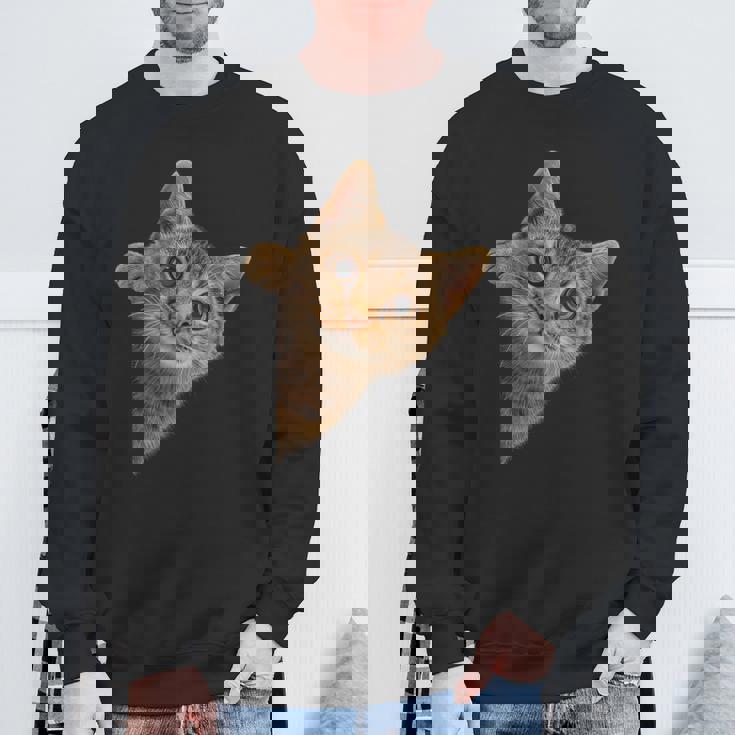 【覗くネコ】猫 にゃんこ 猫好き 猫 可愛い ネコ 子猫 ネコ好き 面白い 変な 遊び心 ネタ ウケ狙い おもしろ スウェットシャツ 高齢者への贈り物