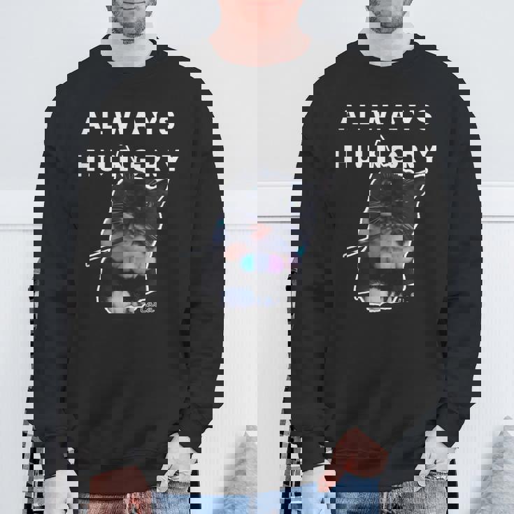 いつも空腹の猫 – 面白い食べ物好きデザイン スウェットシャツ 高齢者への贈り物