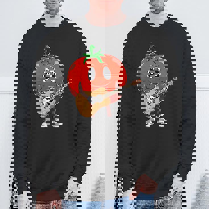 おもしろギタリスト トマト 演奏 ギター ミュージシャン トマト ギター スウェットシャツ 高齢者への贈り物