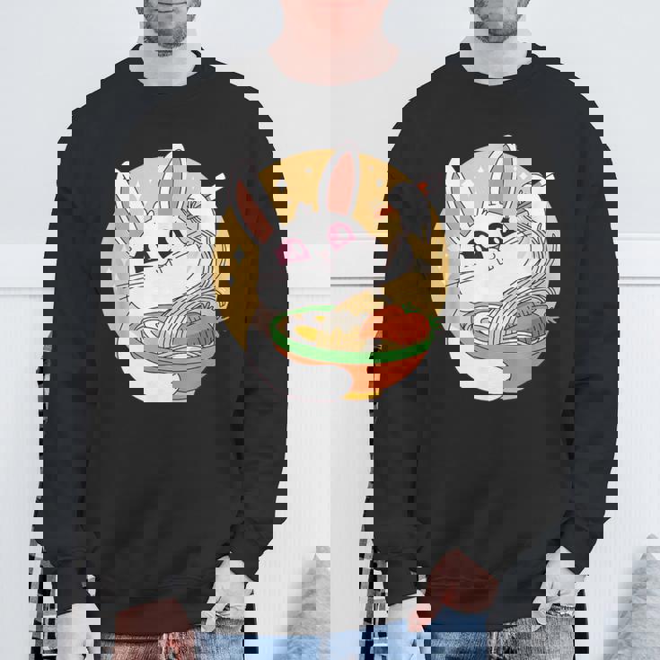 かわいい ウサギ 食べる ラーメン 漫画 カワイイ 食べ物 好き スウェットシャツ 高齢者への贈り物