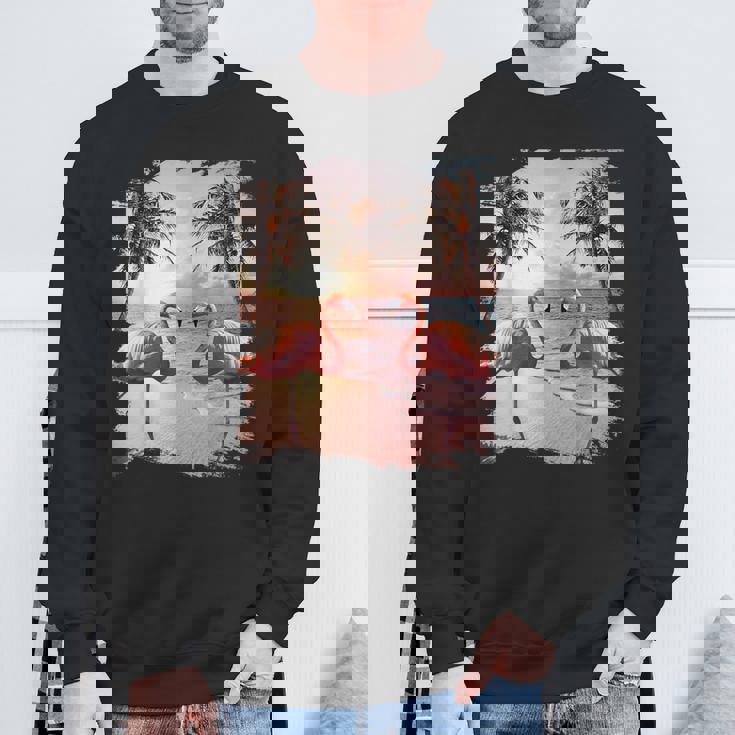 かわいいカラフルなフラミンゴヤシの木 スウェットシャツ 高齢者への贈り物